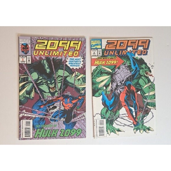 2099 Unlimited #1 & #2 Lot (1993) Marvel Comics Bagged Set Spider-Man Hulk - Picture 1 of 12